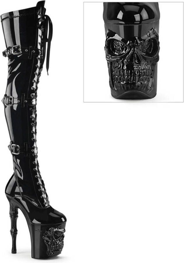 Pleaser RAPTURE-3028 Plateau Overknee Laarzen 35 Shoes Zwart