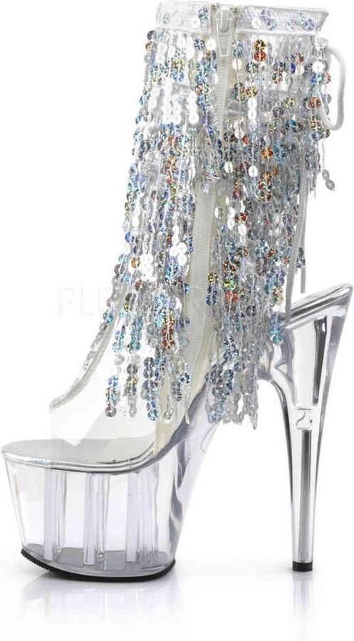 Pleaser Plateau Laarzen Paaldans schoenen 37 Shoes ADORE 1017SQF Paaldans schoenen Zilverkleurig - Foto 2