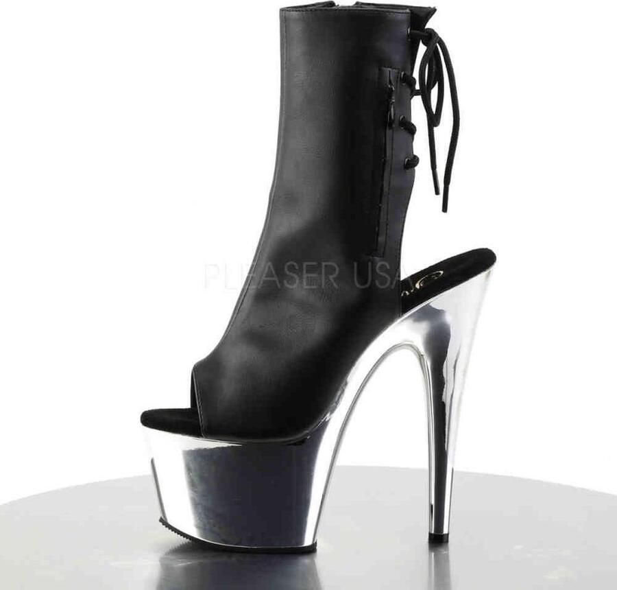 Pleaser Plateau Laarzen Paaldans schoenen 35 Shoes ADORE 1018 Paaldans schoenen Zwart Chroomkleurig - Foto 2