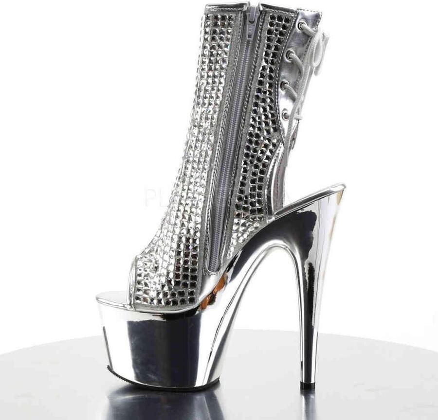 Pleaser Plateau Laarzen Paaldans schoenen 40 Shoes ADORE 1018DCS Paaldans schoenen Zilverkleurig