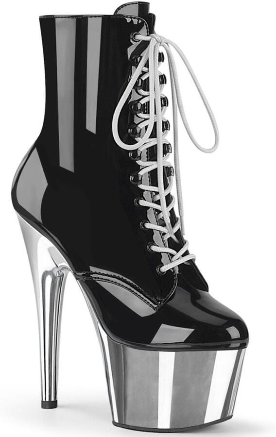 Pleaser ADORE-1020 Plateau Laarzen Paaldans schoenen Paaldans schoenen 35 Shoes Zwart Zilverkleurig - Foto 3