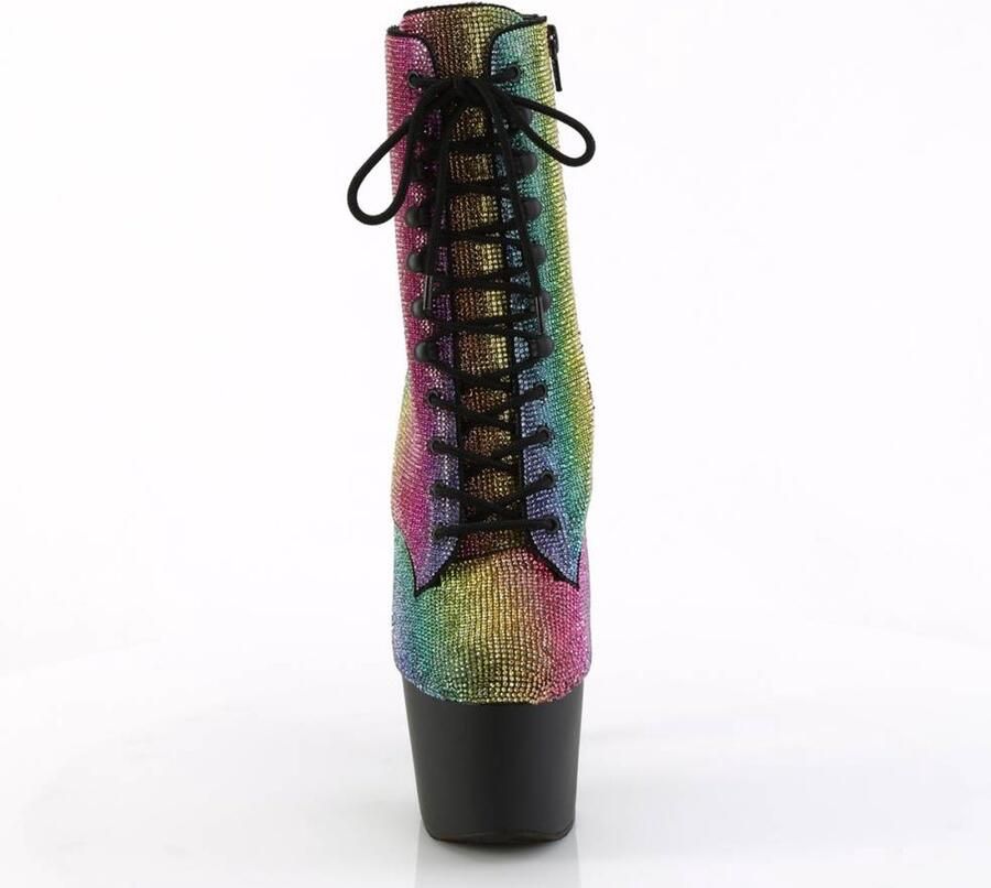 Pleaser Plateau Laarzen Paaldans schoenen 35 Shoes ADORE 1020RS Regenboog Zwart