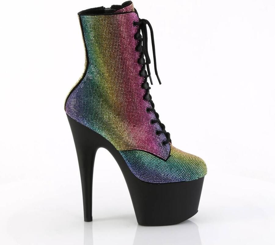 Pleaser Plateau Laarzen Paaldans schoenen 37 Shoes ADORE 1020RS Regenboog Zwart - Foto 4