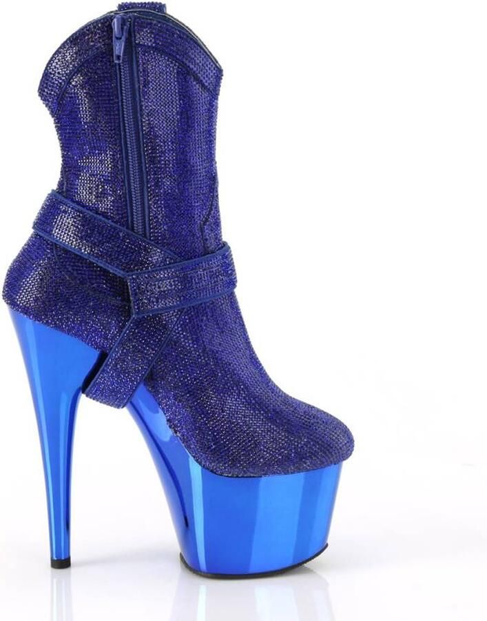 Pleaser Plateau Laarzen Paaldans schoenen 36 Shoes ADORE 1029CHRS Blauw - Foto 3