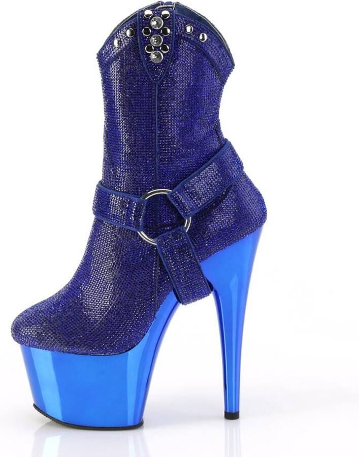 Pleaser Plateau Laarzen Paaldans schoenen 36 Shoes ADORE 1029CHRS Blauw - Foto 4