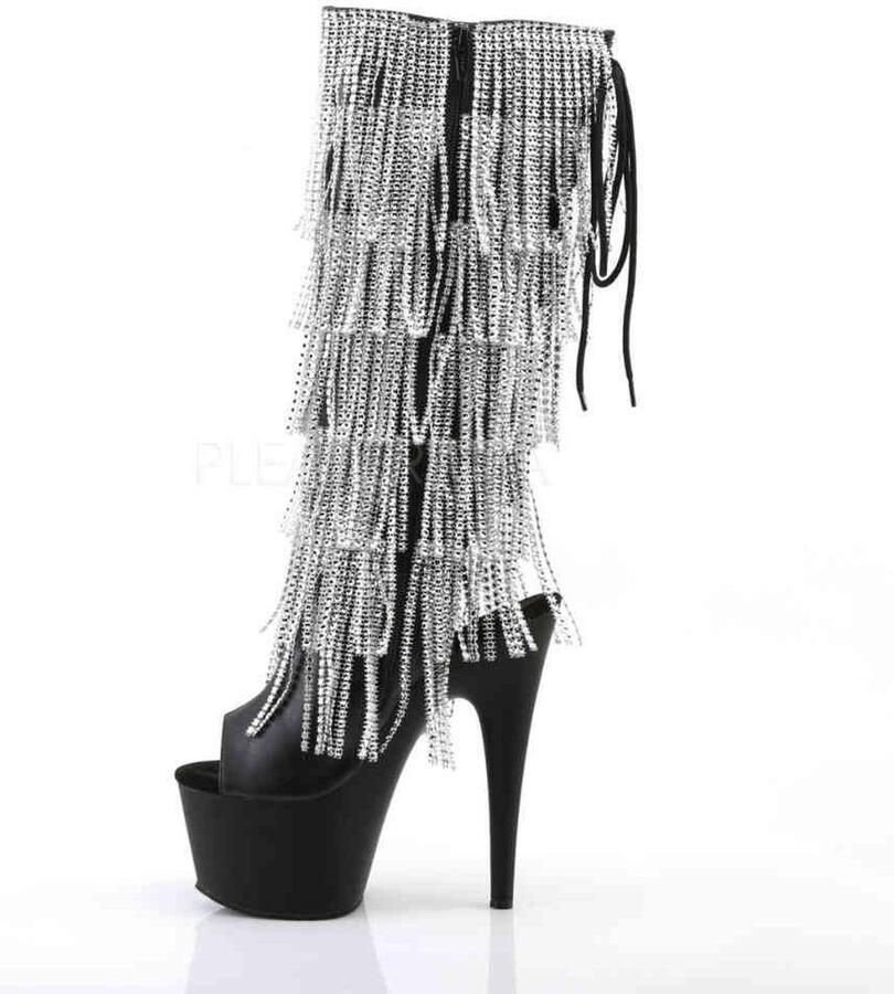 Pleaser ADORE-2024RSF 7 Heel 2 3 4 PF Lace-Up Stretch PF Knee Boot Side Zip