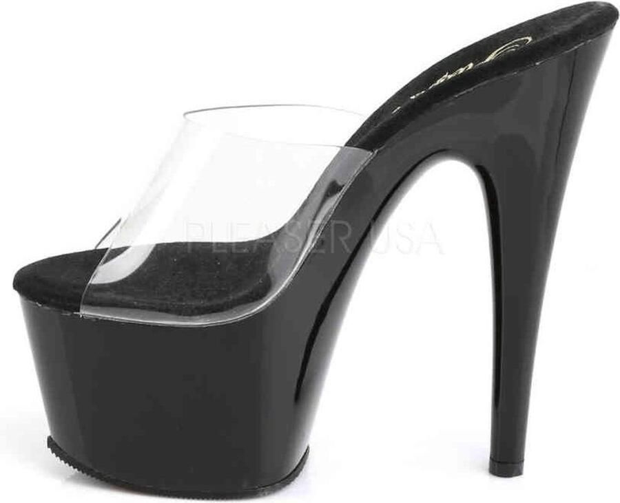 Pleaser Muiltjes 41 Shoes ADORE 701 Paaldans schoenen Zwart Transparant