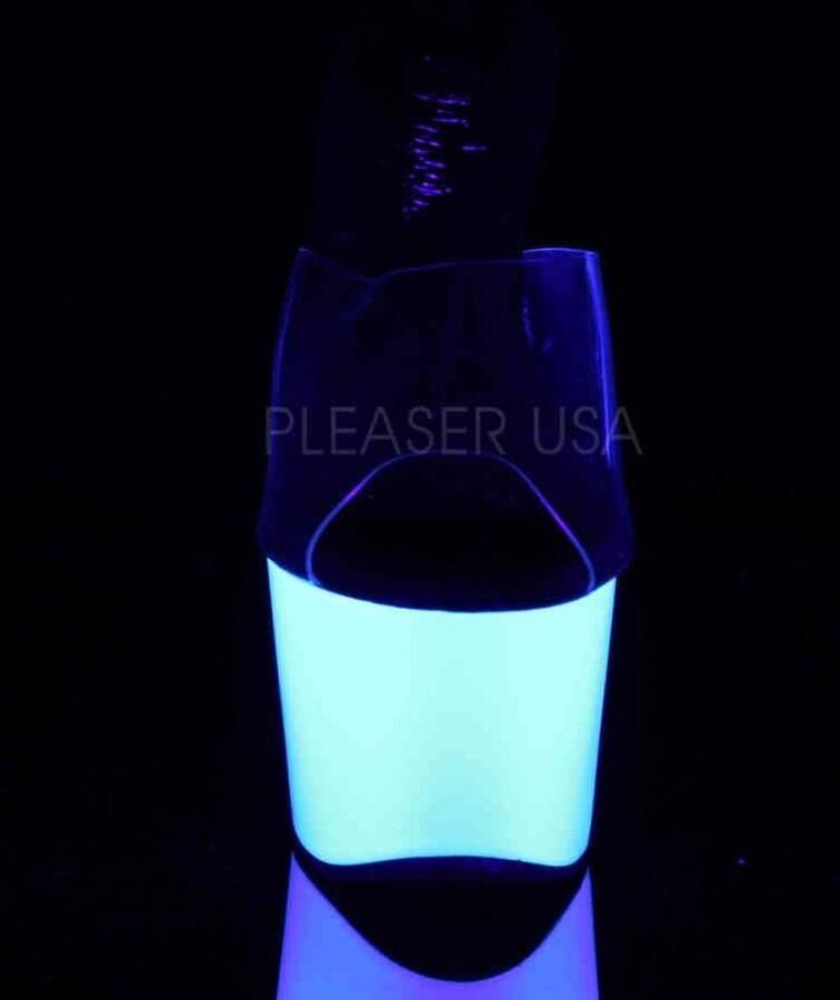 Pleaser Muiltjes 38 Shoes ADORE 701UV Paaldans schoenen Transparant Zwart - Foto 4