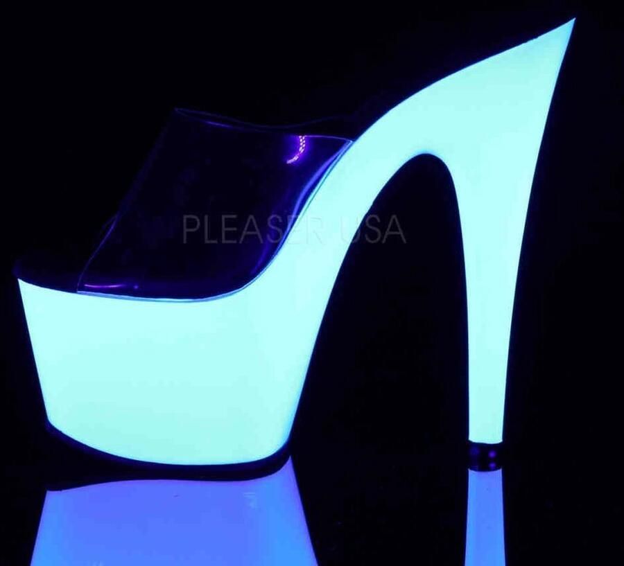Pleaser Muiltjes 38 Shoes ADORE 701UV Paaldans schoenen Transparant Zwart - Foto 3
