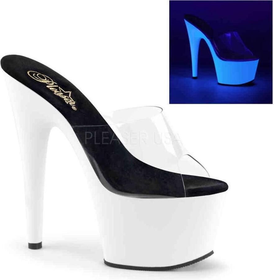 Pleaser Muiltjes 38 Shoes ADORE 701UV Paaldans schoenen Transparant Zwart
