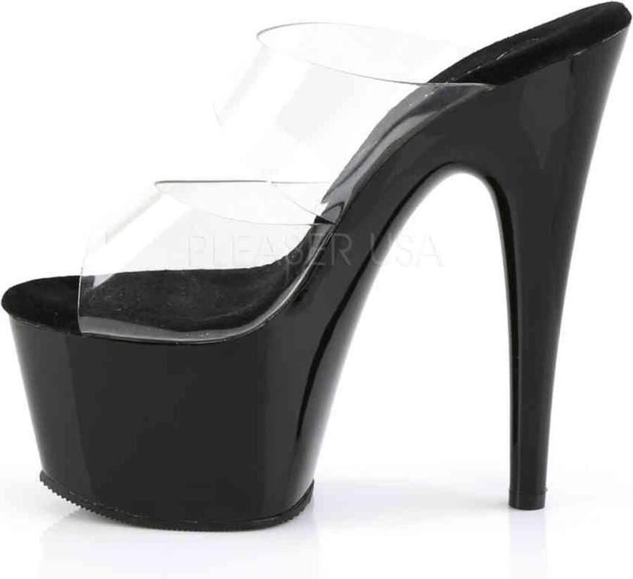 Pleaser Muiltjes 35 Shoes ADORE 702 Paaldans schoenen Zwart Transparant