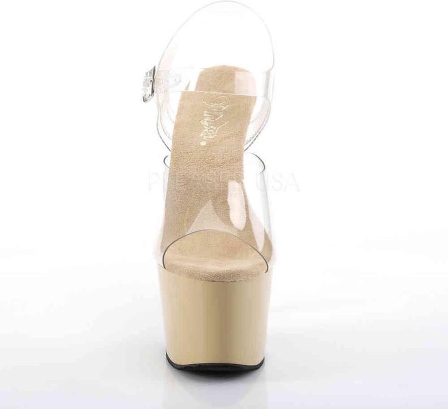Pleaser ADORE-708 Sandaal met enkelband Paaldans schoenen Paaldans schoenen 38 Shoes Creme Transparant
