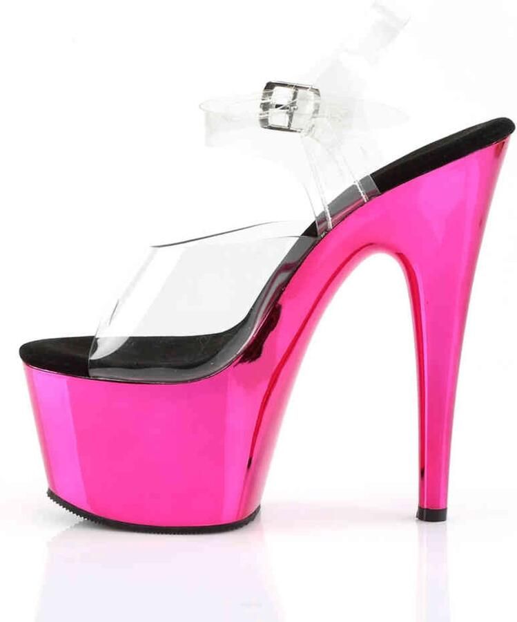 Pleaser Sandaal met enkelband Paaldans schoenen 42 Shoes ADORE 708 Paaldans schoenen Zwart Roze