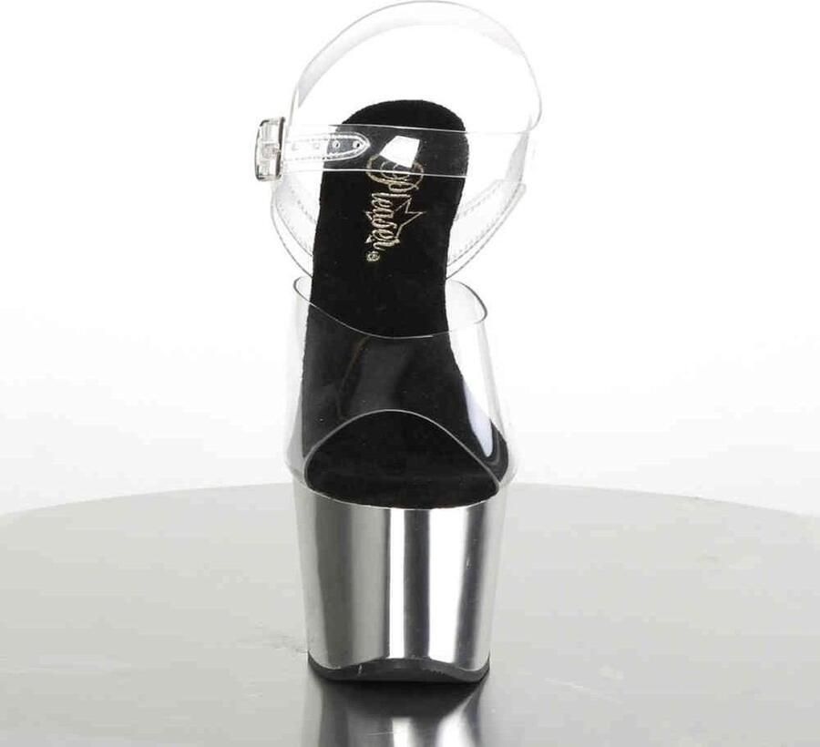 Pleaser Sandaal met enkelband Paaldans schoenen 42 Shoes ADORE 708 Paaldans schoenen Zwart Zilverkleurig