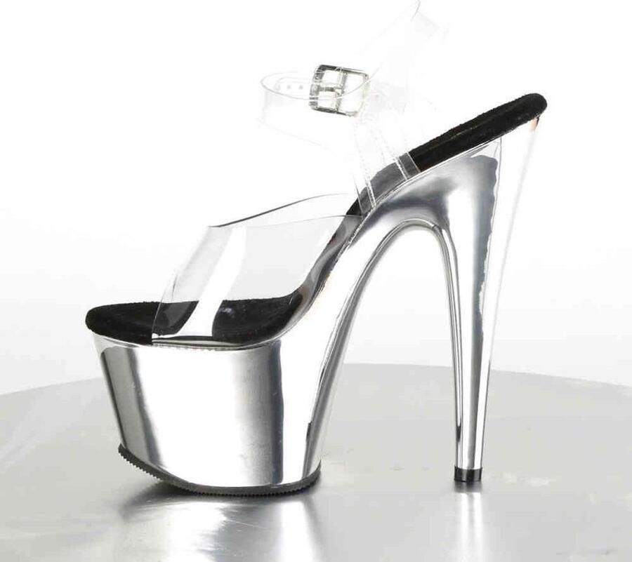 Pleaser Sandaal met enkelband Paaldans schoenen 42 Shoes ADORE 708 Paaldans schoenen Zwart Zilverkleurig - Foto 3