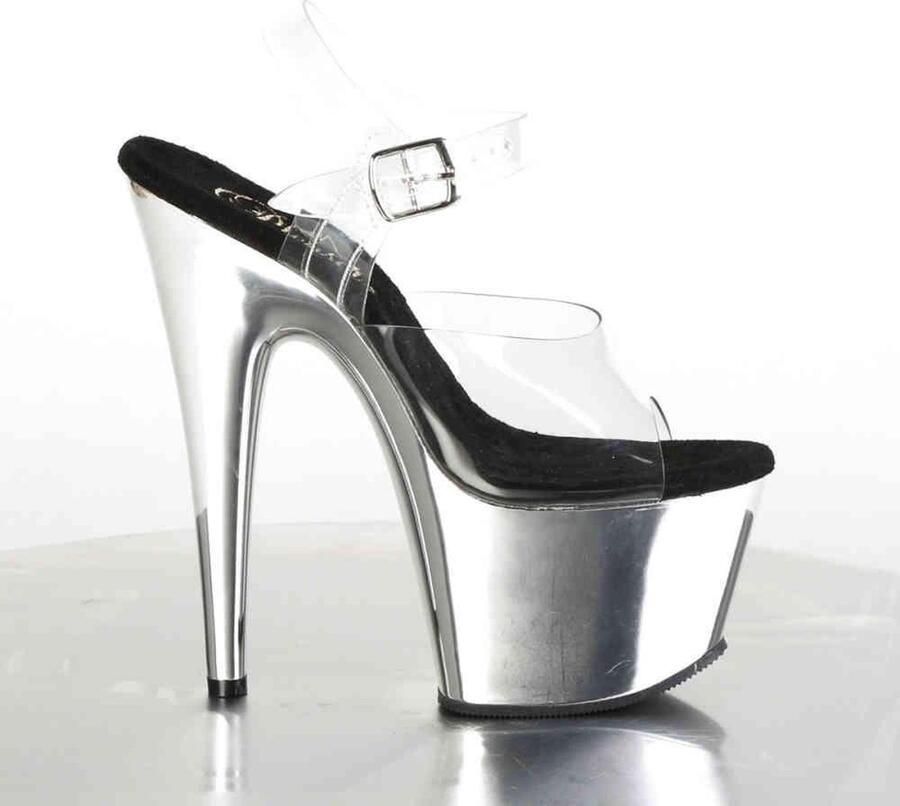 Pleaser Sandaal met enkelband Paaldans schoenen 42 Shoes ADORE 708 Paaldans schoenen Zwart Zilverkleurig - Foto 2