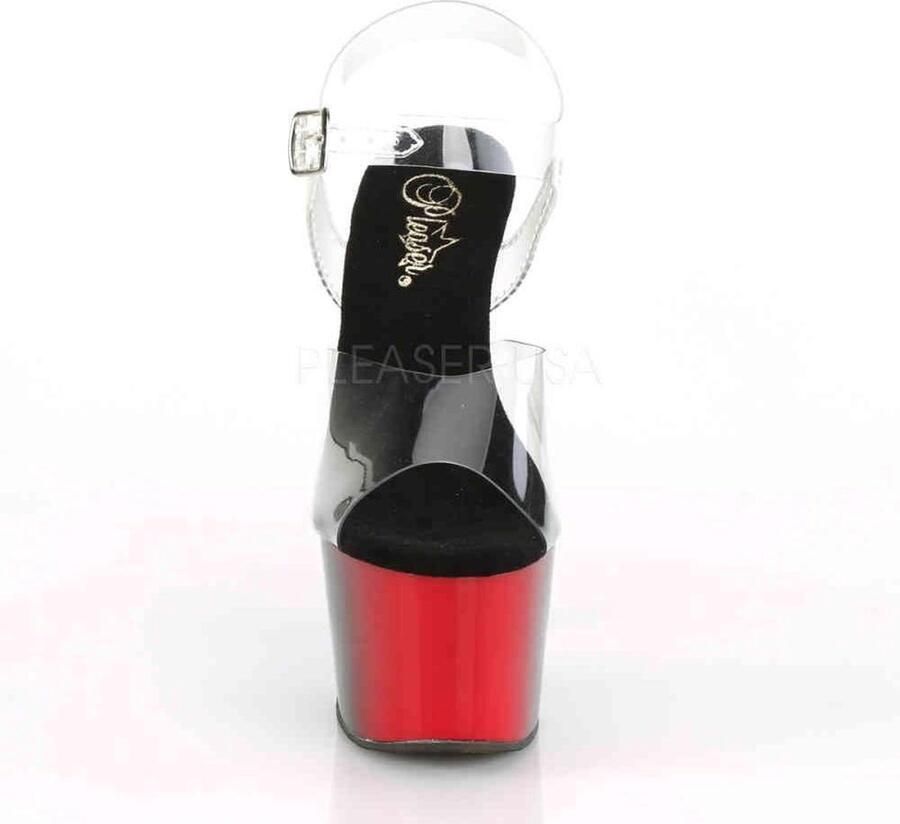 Pleaser Sandaal met enkelband Paaldans schoenen 35 Shoes ADORE 708BR Paaldans schoenen Zwart Rood