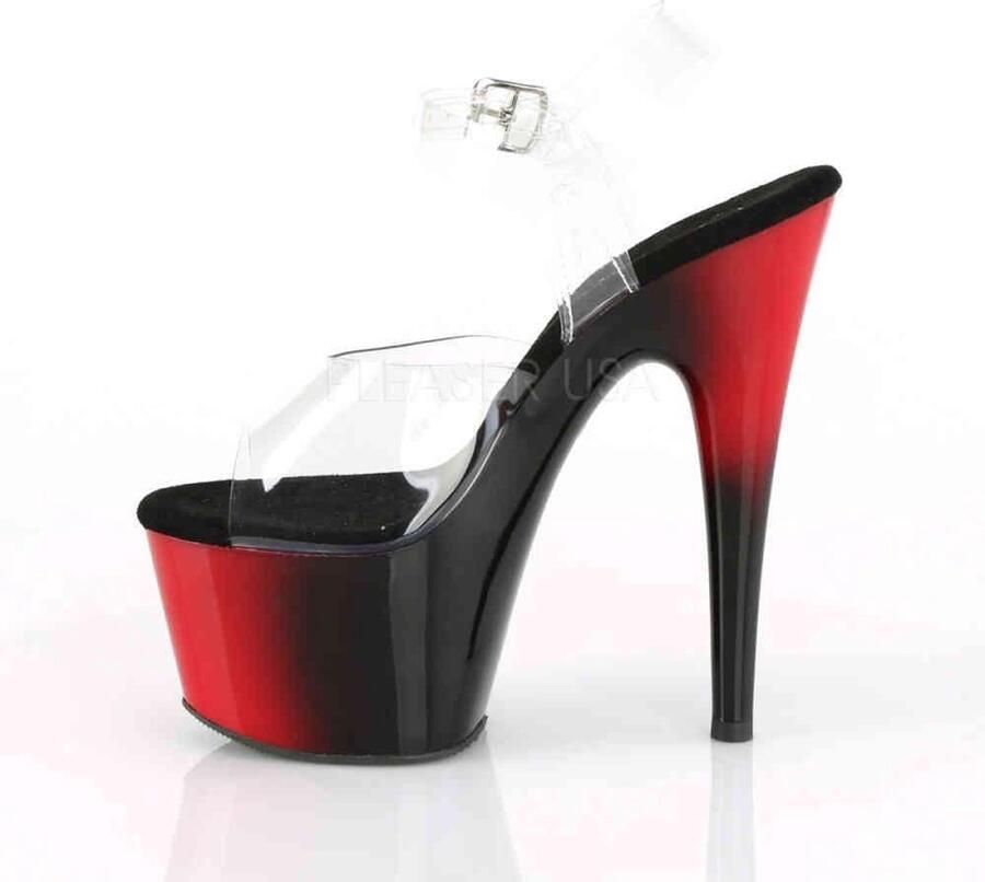 Pleaser Sandaal met enkelband Paaldans schoenen 35 Shoes ADORE 708BR Paaldans schoenen Zwart Rood - Foto 2