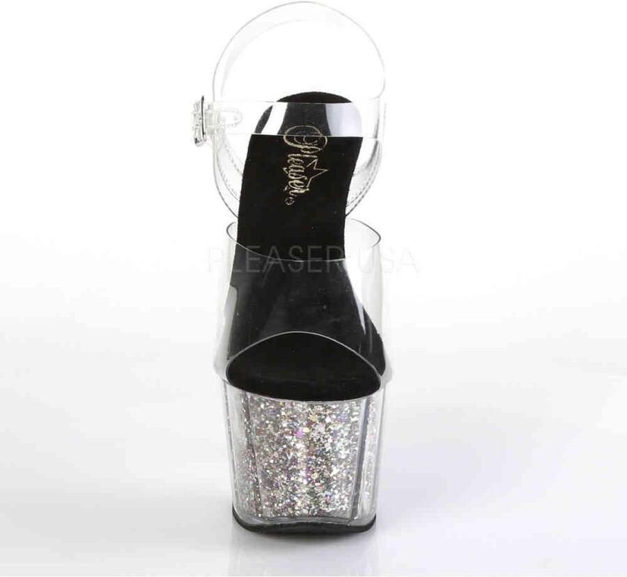 Pleaser ADORE-708CG Sandaal met enkelband Paaldans schoenen Paaldans schoenen 39 Shoes Zwart Zilverkleurig - Foto 2