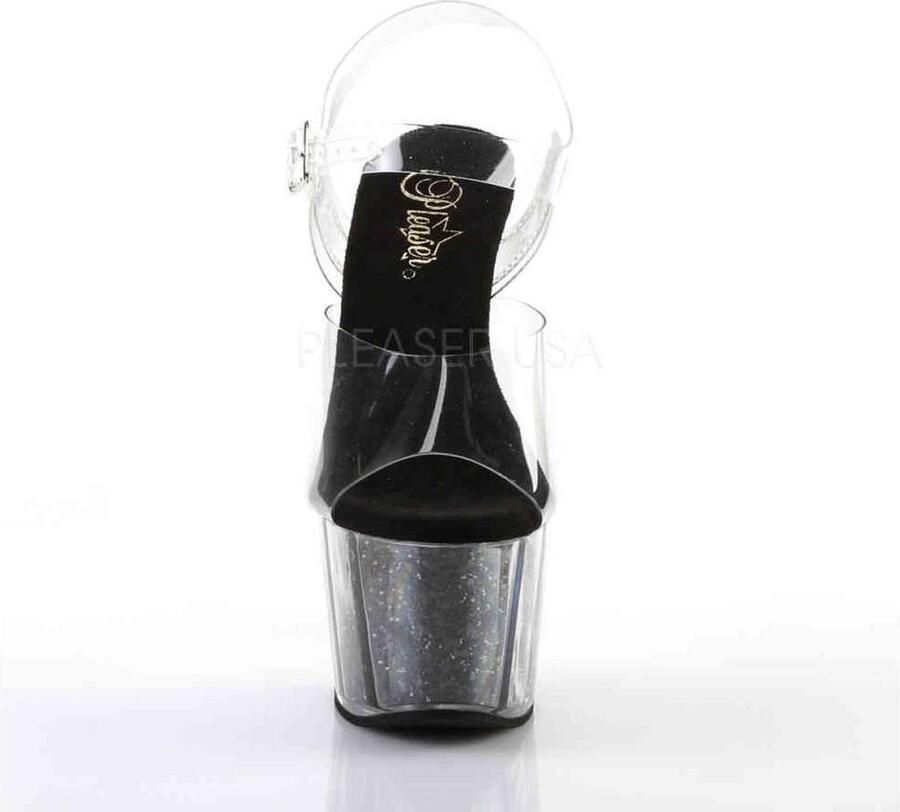 Pleaser Sandaal met enkelband Paaldans schoenen 35 Shoes ADORE 708G Paaldans schoenen Zwart Transparant