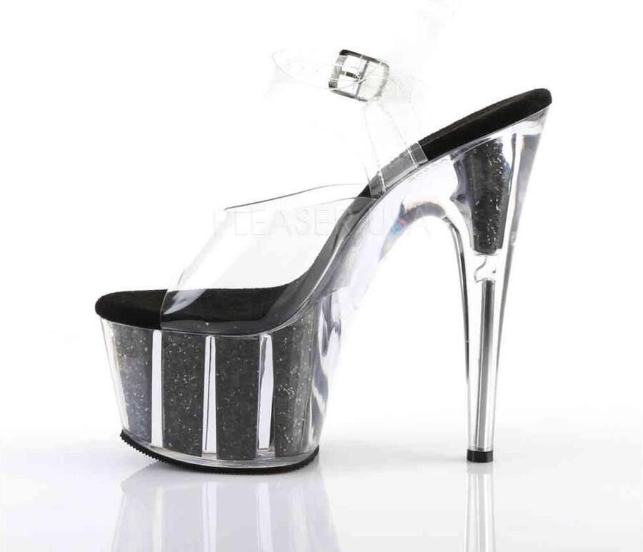 Pleaser Sandaal met enkelband Paaldans schoenen 35 Shoes ADORE 708G Paaldans schoenen Zwart Transparant - Foto 2