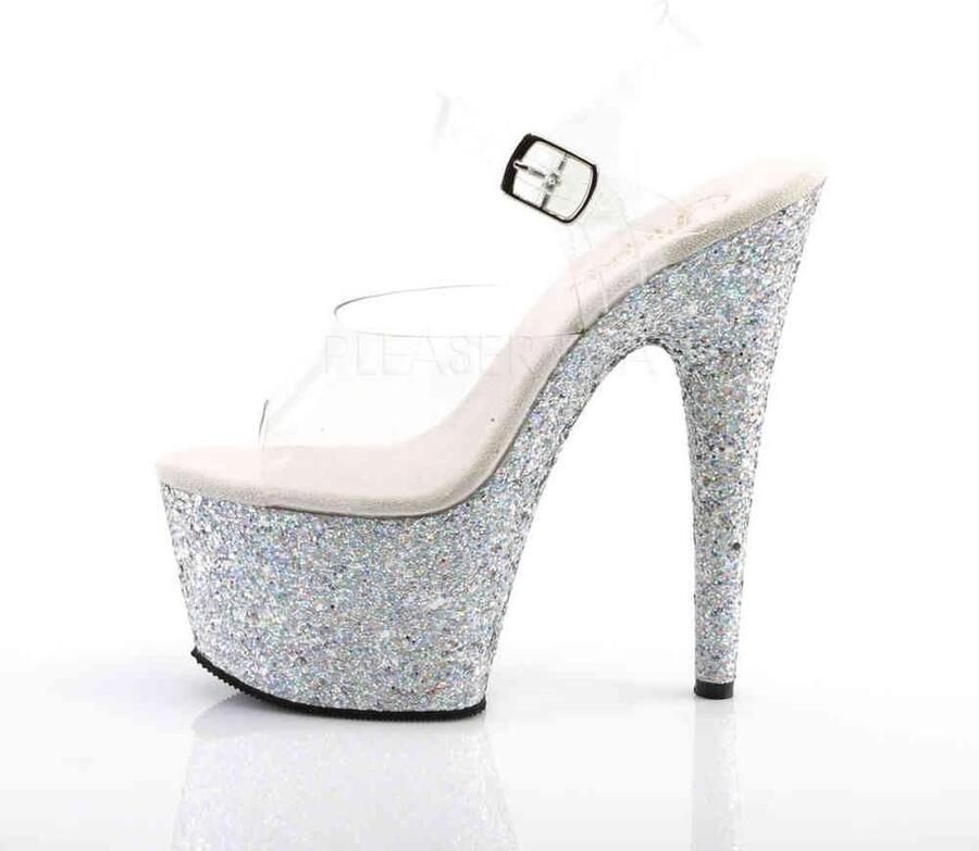 Pleaser Sandaal met enkelband Paaldans schoenen 39 Shoes ADORE 708LG Paaldans schoenen Zilverkleurig Transparant - Foto 2