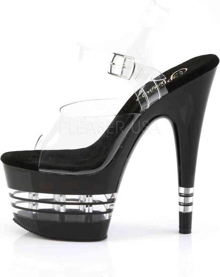 Pleaser Sandaal met enkelband Paaldans schoenen 42 Shoes ADORE 708LN Paaldans schoenen Zwart Transparant