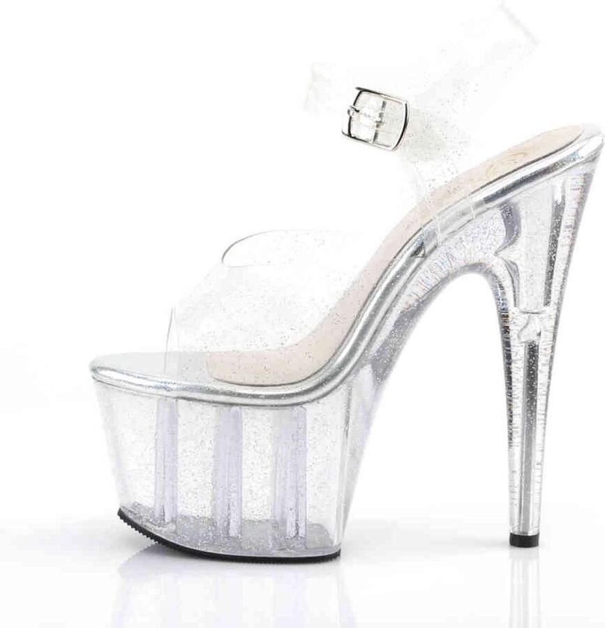 Pleaser Sandaal met enkelband Paaldans schoenen 42 Shoes ADORE 708MMG Paaldans schoenen Transparant