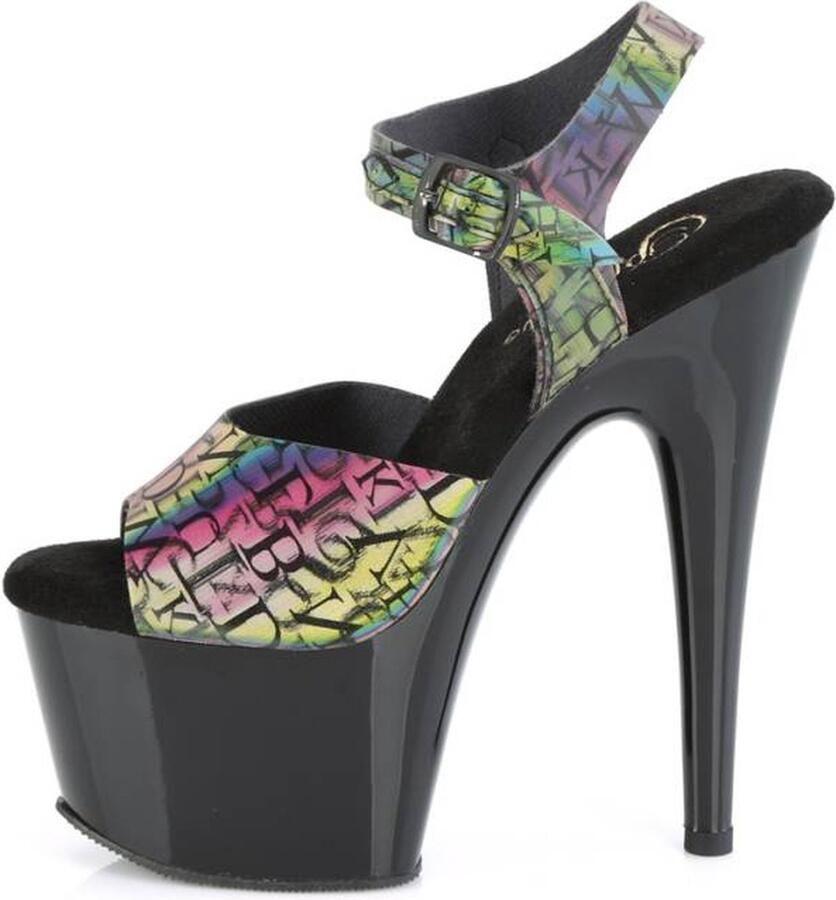 Pleaser Sandaal met enkelband Paaldans schoenen 35 Shoes ADORE 708N LTP Multicolours Zwart