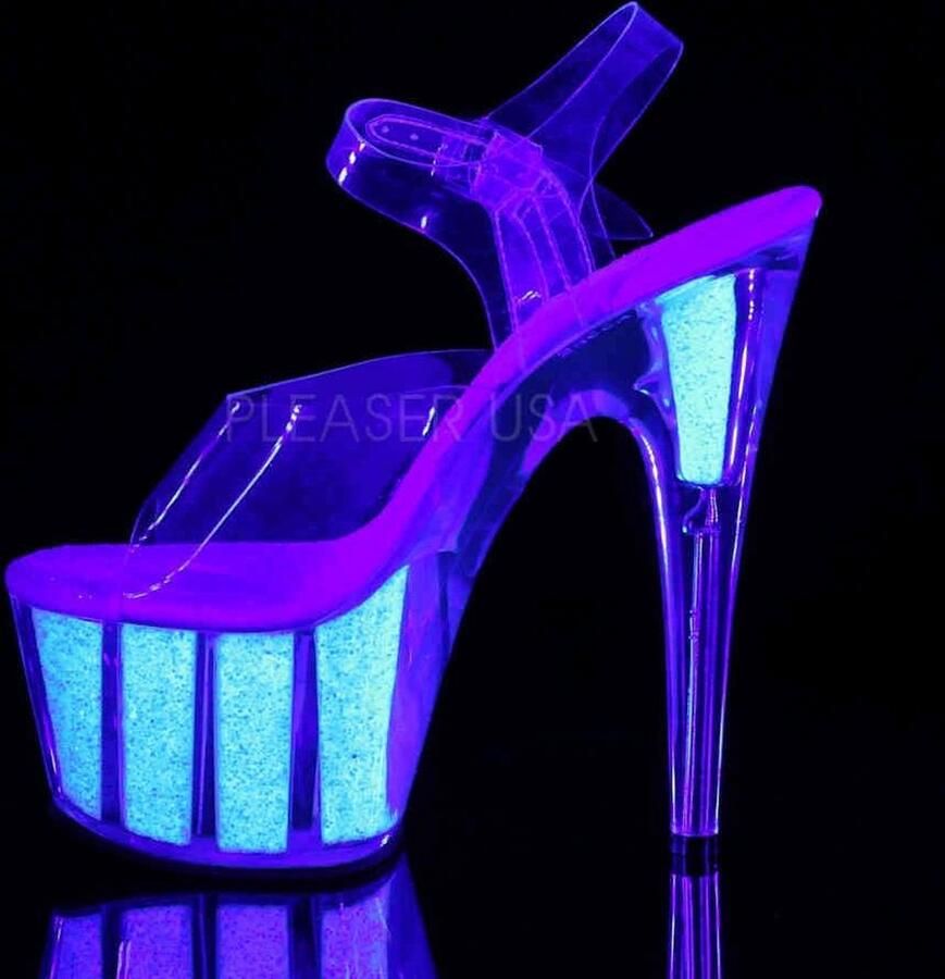 Pleaser Sandaal met enkelband Paaldans schoenen 38 Shoes ADORE 708UVG Paaldans schoenen Transparant Roze - Foto 2