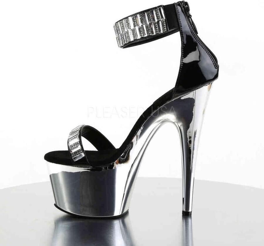 Pleaser Sandaal met enkelband Paaldans schoenen 42 Shoes ADORE 769RS Paaldans schoenen Zwart Zilverkleurig - Foto 2