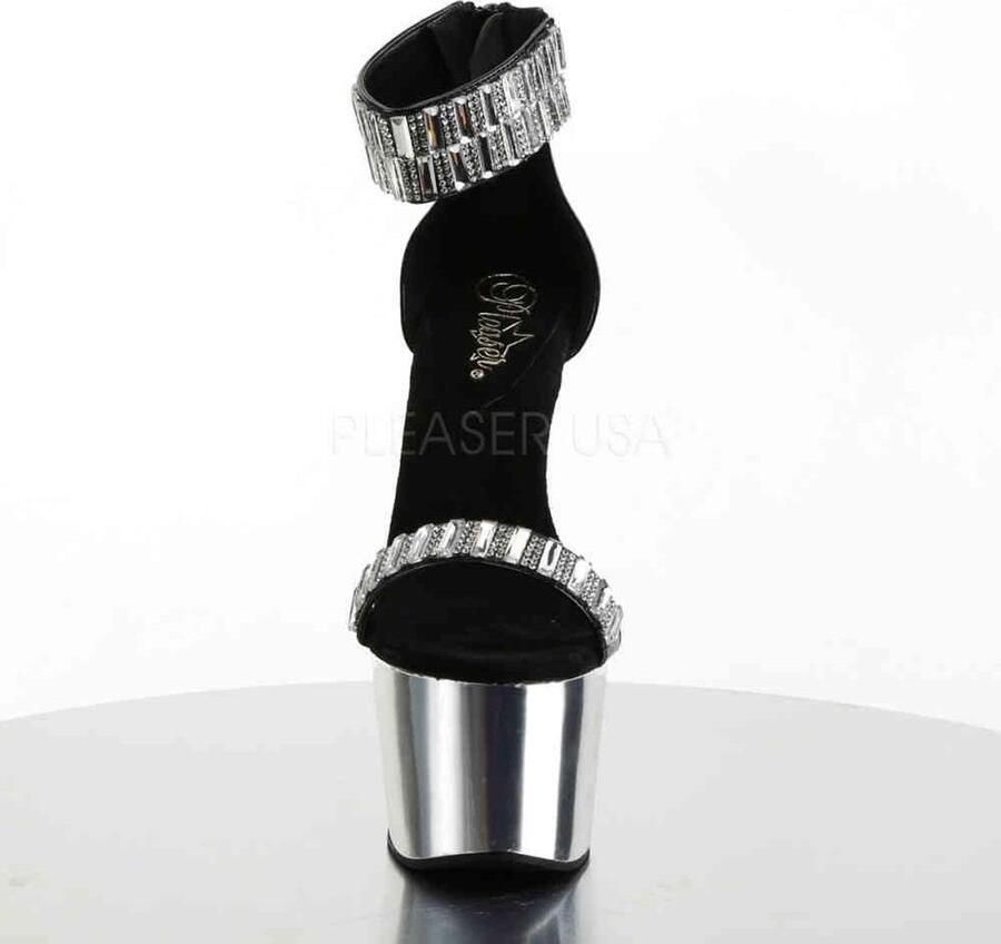 Pleaser Sandaal met enkelband Paaldans schoenen 42 Shoes ADORE 769RS Paaldans schoenen Zwart Zilverkleurig
