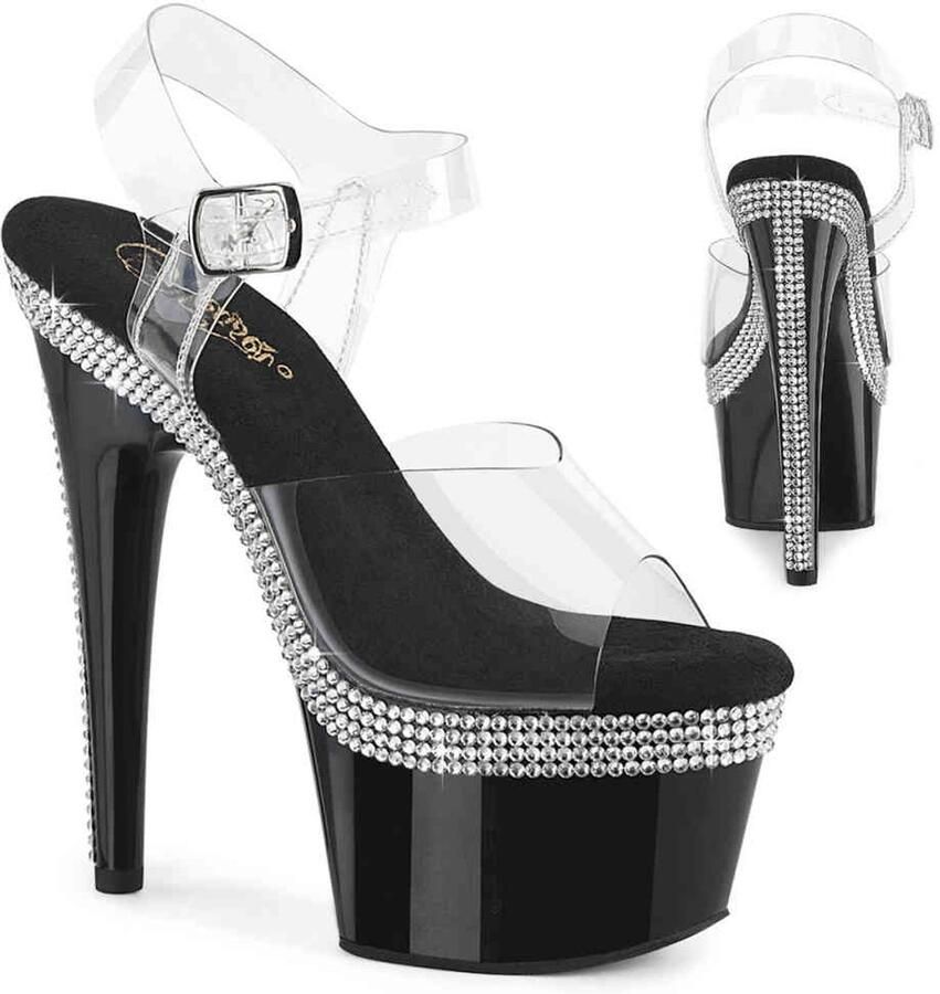 Pleaser ADORE708MLS Sandaal met enkelband 39 Shoes Zwart Transparant