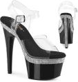 Pleaser ADORE708MLS Sandaal met enkelband 36 Shoes Zwart Transparant - Zwart