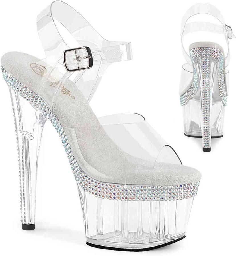Pleaser ADORE708MLS Sandaal met enkelband 37 Shoes Wit Transparant