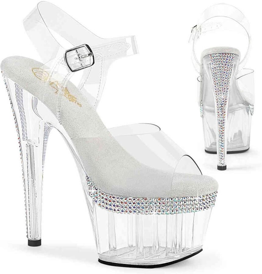 Pleaser ADORE708PHRS Sandaal met enkelband 39 Shoes Wit Transparant