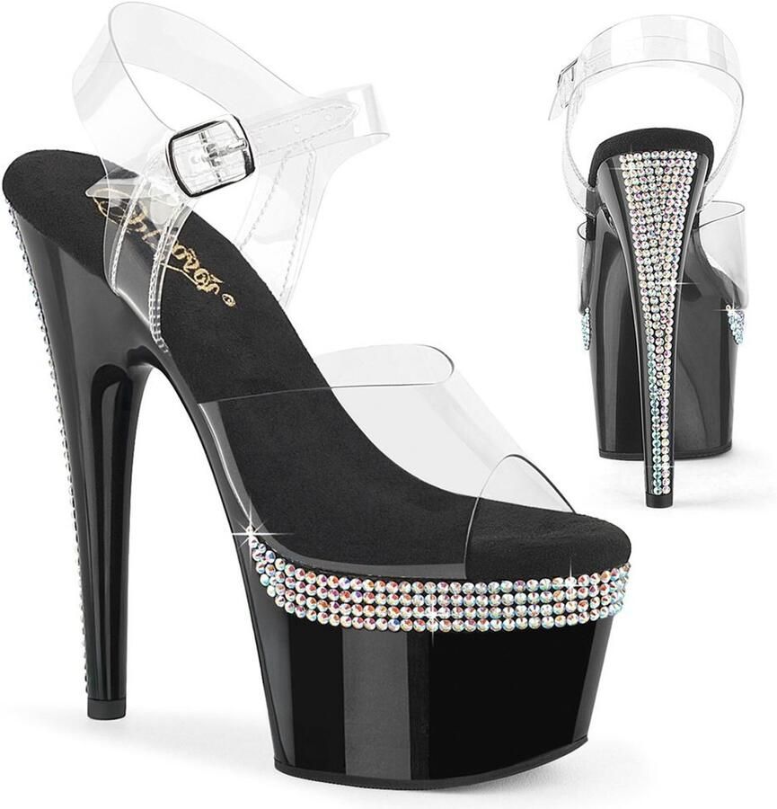 Pleaser ADORE708PHRS Sandaal met enkelband 35 Shoes Zwart Transparant