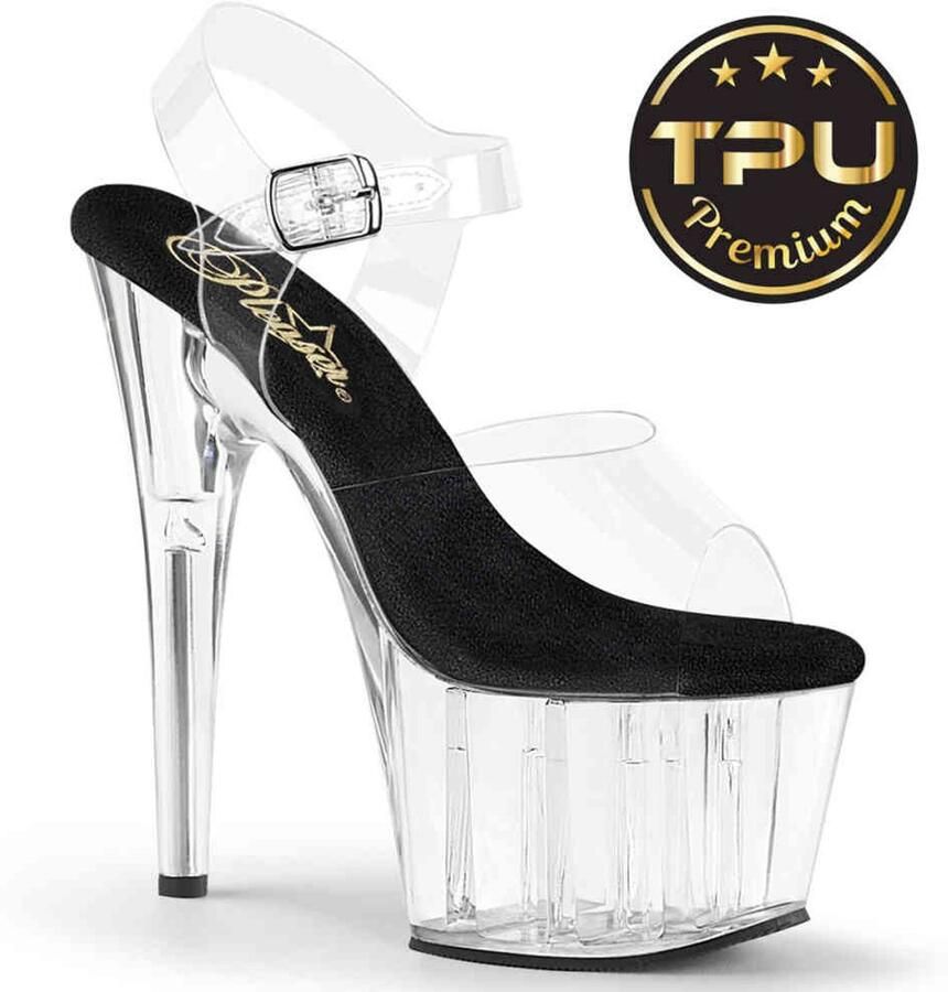 Pleaser ADORE708PREM Sandaal met enkelband 42 Shoes Transparant Zwart