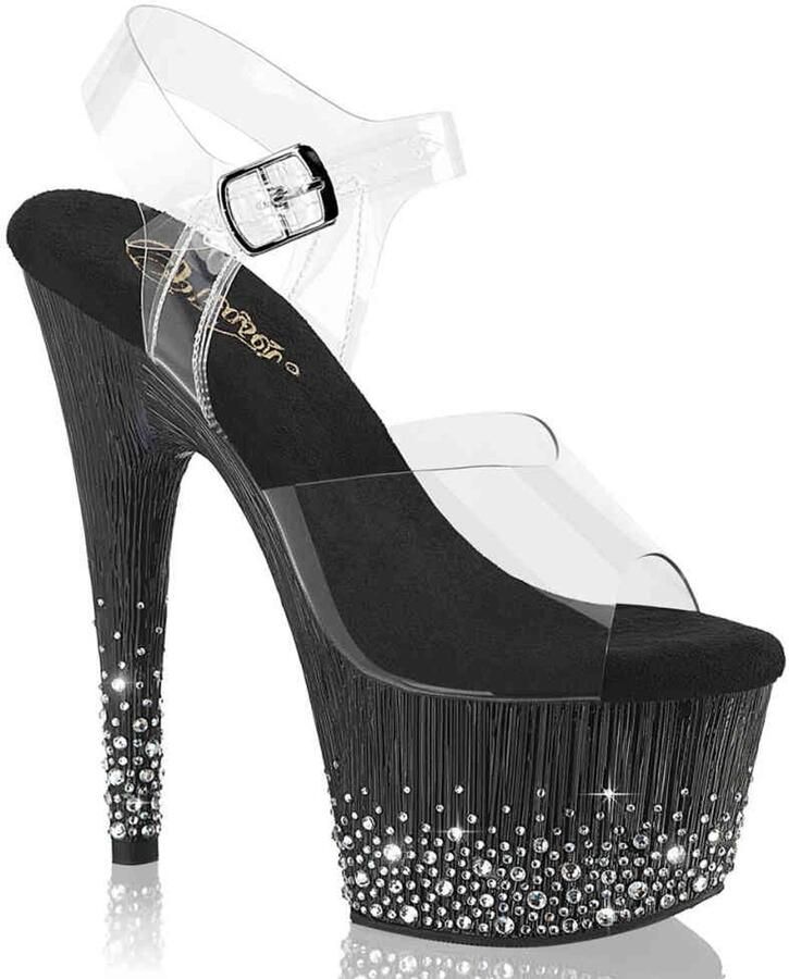 Pleaser ADORE708SPKL01 Sandaal met enkelband 36 Shoes Zwart Transparant