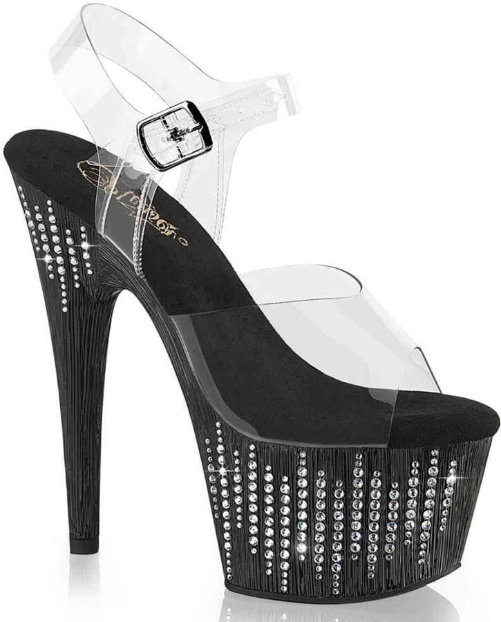 Pleaser ADORE708WFRS Sandaal met enkelband 38 Shoes Zwart Transparant