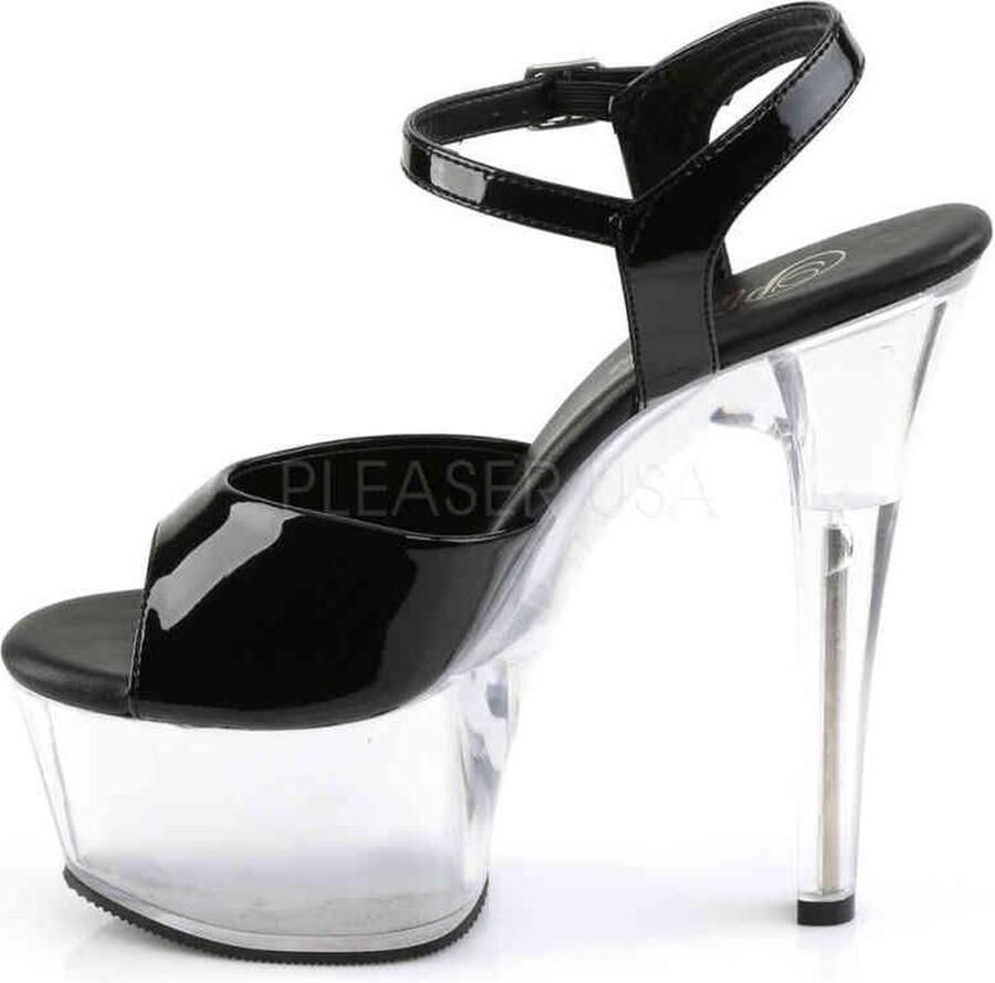 Pleaser ASPIRE-609 Sandaal met enkelband Paaldans schoenen Paaldans schoenen 37 Shoes Zwart Transparant