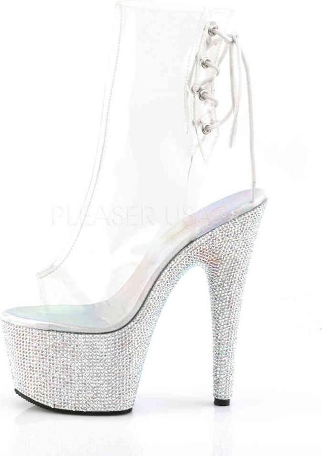 Pleaser Plateau Laarzen Paaldans schoenen 36 Shoes BEJEWELED 1018DM 7 Paaldans schoenen Transparant