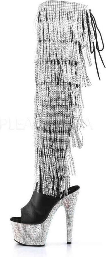 Pleaser Plateau Overknee Laarzen 35 Shoes BEJEWELED 3019RSF 7 Paaldans schoenen Zwart