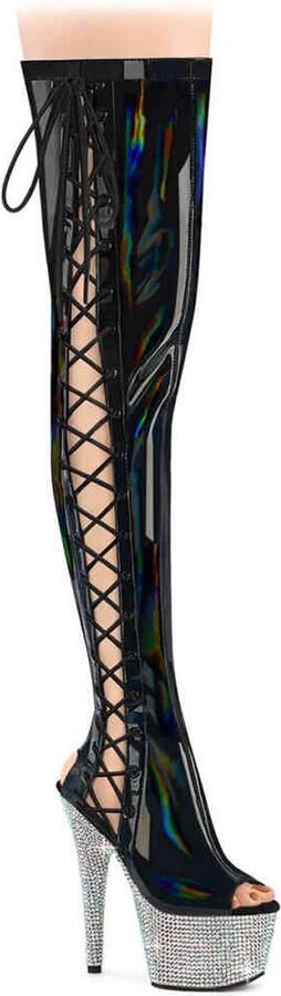 Pleaser BEJEWELED-3052HG-7 Plateau overknee Laarzen 35 Shoes Zwart