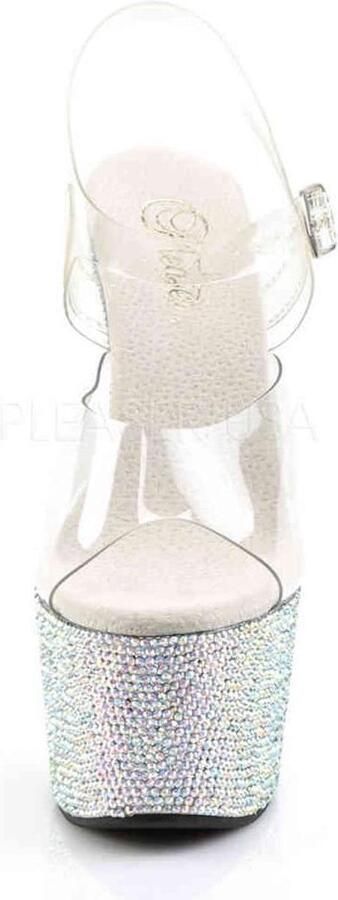 Pleaser BEJEWELED-708DM Sandaal met enkelband Paaldans schoenen Paaldans schoenen 36 Shoes Zilverkleurig Transparant - Foto 2