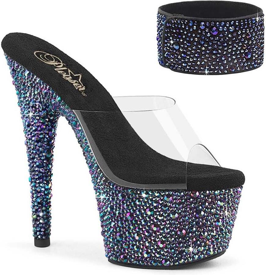 Pleaser BEJEWELED712MS Sandaal met enkelband 39 Shoes Zwart Multicolours