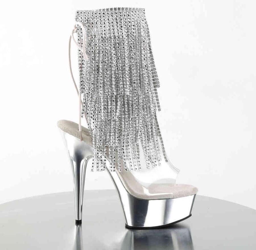 Pleaser Plateau Laarzen 40 Shoes DELIGHT 1017RSF Zilverkleurig - Foto 3