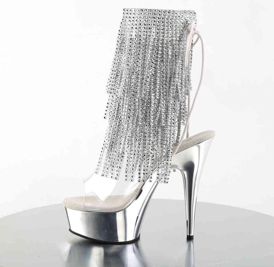 Pleaser Plateau Laarzen 40 Shoes DELIGHT 1017RSF Zilverkleurig - Foto 4