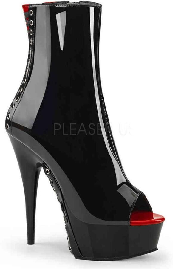 Pleaser DELIGHT-1025 Plateau Laarzen 41 Shoes Zwart Rood - Foto 2