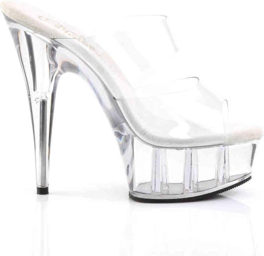 Pleaser Muiltjes met hak 36 Shoes DELIGHT 602 Transparant Zilverkleurig